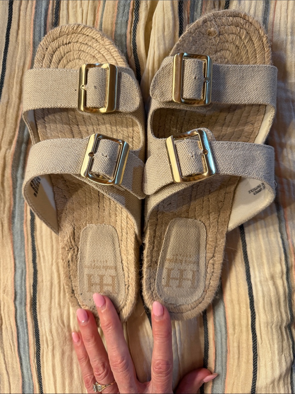 Women’s Beige Double-Buckle Slide Sandals - Picture 5 of 5